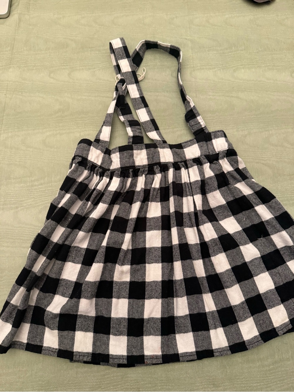 Cat & Jack Black and White Checkered Suspender Skirt